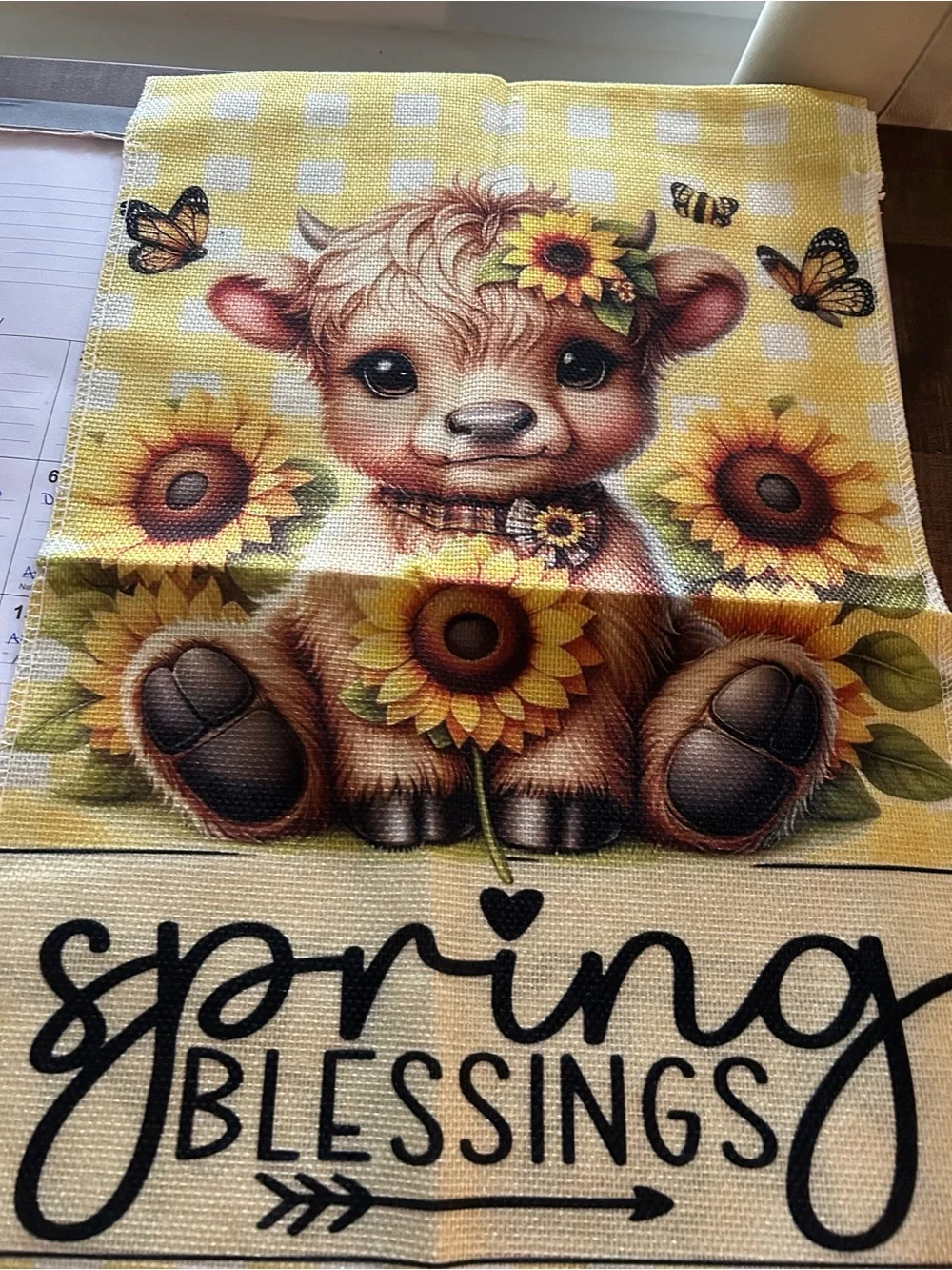 Spring Blessings Sunflower Lamb Decorative Towel - Yellow